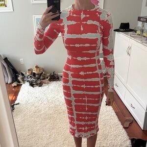 Dax Coral Tie-Dye Long Sleeve Dress